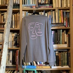 Long Sleeve Tee - Faded Grey with Pink Print