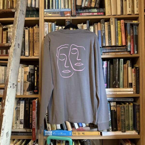 Long Sleeve Tee - Faded Grey with Pink Print